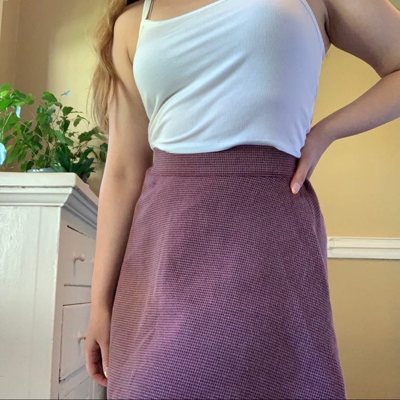 Handmade houndstooth red circle skater miniskirt - Picture 2 of 5